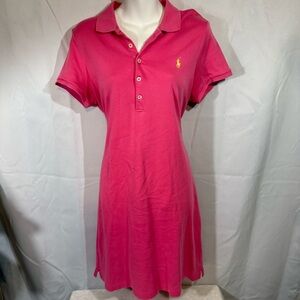 Ralph Lauren Sport Pink Polo Dress Short Sleeve Logo Womens Large